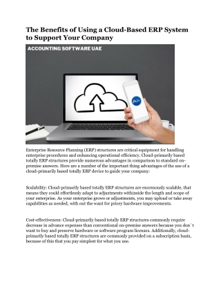 The Benefits of Using a Cloud-Based ERP System to Support Your Company