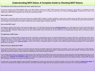 Understanding MOT Status
