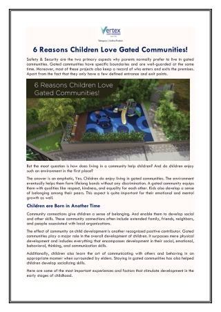 6 Reasons Children Love Gated Communities