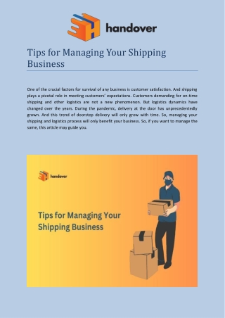 Tips for Managing Your Shipping Business