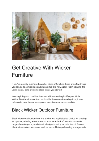 Get Creative With Wicker Furniture