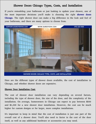 Shower Doors Chicago Types, Costs, and Installation