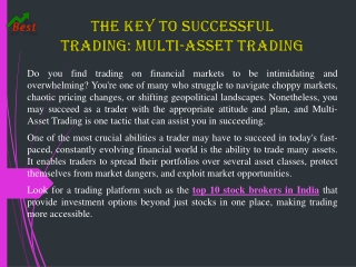 The Key to Successful Trading Multi Asset Trading