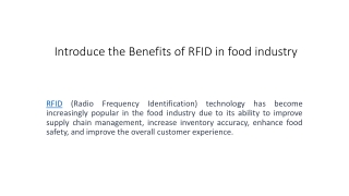 How to use RFID in the food industry