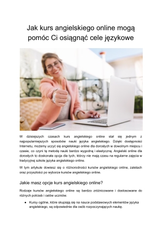 Jak kurs angielskiego online mogą pomóc Ci osiągnąć cele językowe