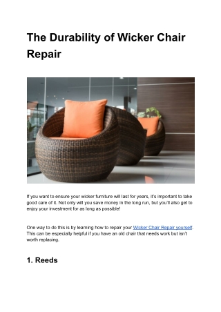 The Durability of Wicker Chair Repair