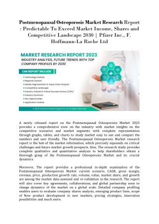 Postmenopausal Osteoporosis Market Research Report