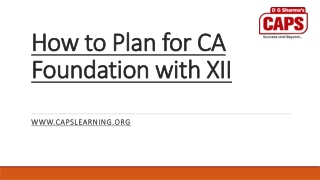 How to Plan for CA Foundation with XII