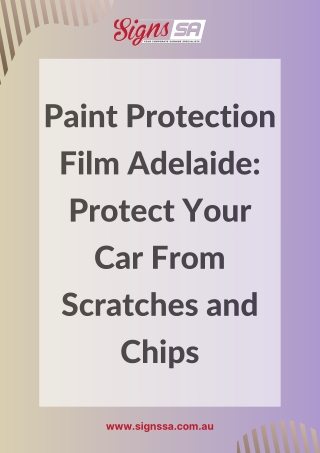 Paint Protection Film Adelaide Protect Your Car From Scratches and Chips