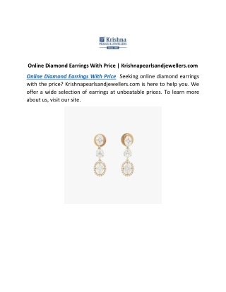 Online Diamond Earrings With Price | Krishnapearlsandjewellers.com