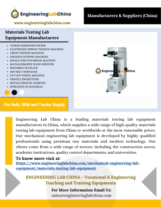 Materials Testing Lab Equipment Manufacturers