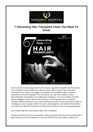 7 Interesting Hair Transplant Facts You Need To Know