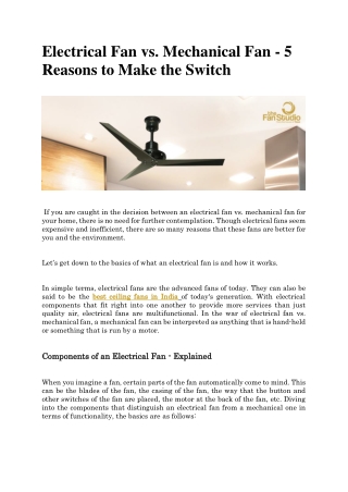 Electrical Fan vs. Mechanical Fan - 5 Reasons to Make the Switch