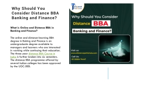 Why Should You Consider Distance BBA Banking and finance