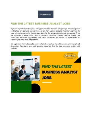 FIND THE LATEST BUSINESS ANALYST JOBS