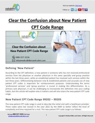 Clear the Confusion about New Patient CPT Code Range