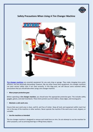 Safety Precautions When Using A Tire Changer Machine