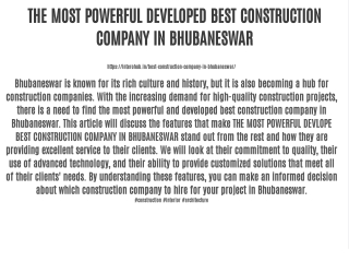 THE MOST POWERFUL DEVELOPED BEST CONSTRUCTION COMPANY IN BHUBANESWAR