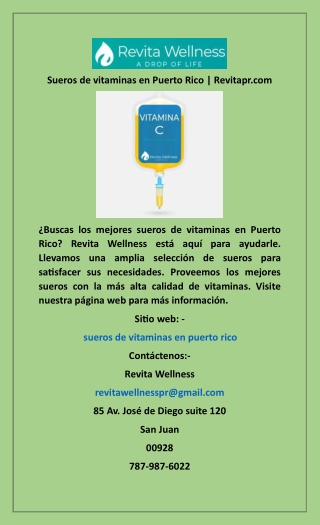 Sueros de vitaminas en Puerto Rico  Revitapr