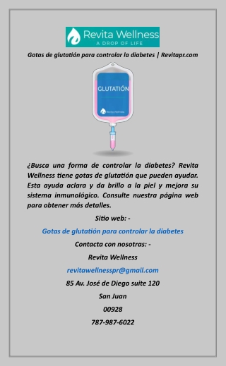 Gotas de glutatión para controlar la diabetes  Revitapr
