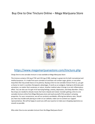 Buy One to One Tincture Online