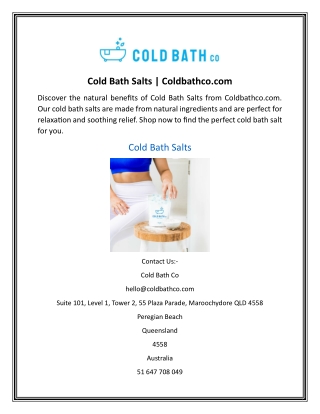 Cold Bath Salts  Coldbathco.com