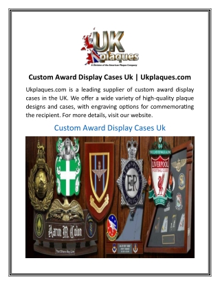 Custom Award Display Cases Uk  Ukplaques.com