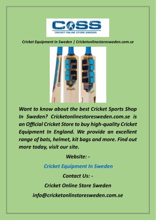 Cricket Equipment in Sweden  Cricketonlinestoresweden.com.se