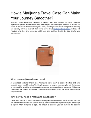 How a Marijuana Travel Case Can Make Your Journey Smoother?