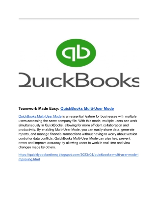 Teamwork Made Easy_ QuickBooks Multi-User Mode