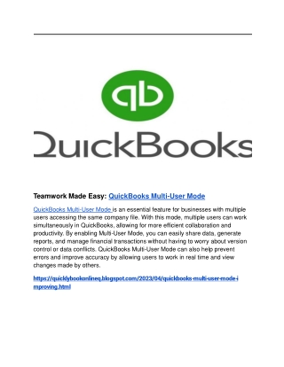 Teamwork Made Easy_ QuickBooks Multi-User Mode