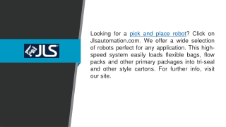 Pick And Place Robot Jlsautomation.com