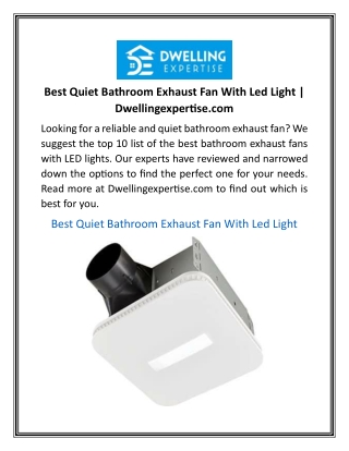 Best Quiet Bathroom Exhaust Fan With Led Light Dwellingexpertise.com