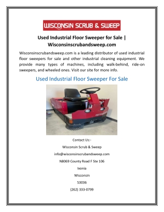 Used Industrial Floor Sweeper for Sale  Wisconsinscrubandsweep.com