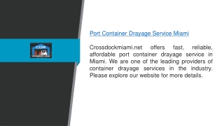 Port Container Drayage Service Miami Crossdockmiami.net