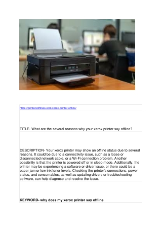 What are the several reasons why your xerox printer say offline?