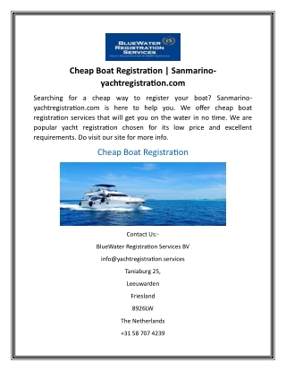 Cheap Boat Registration  Sanmarino-yachtregistration.com