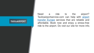 Airport Transfer Europe Taxitoairportservice.com