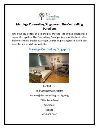 Marriage Counselling Singapore  The Counselling Paradigm