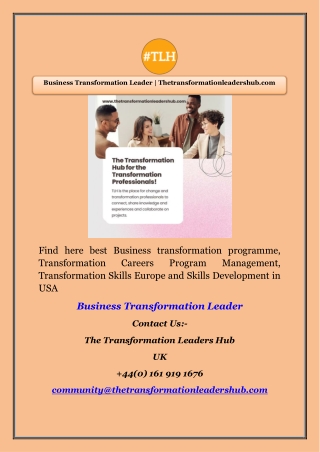 Business Transformation Leader | Thetransformationleadershub.com