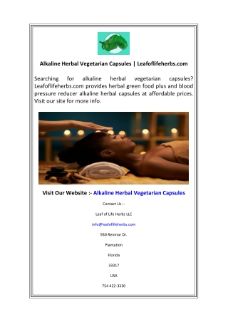 Alkaline Herbal Vegetarian Capsules  Leafoflifeherbs.com