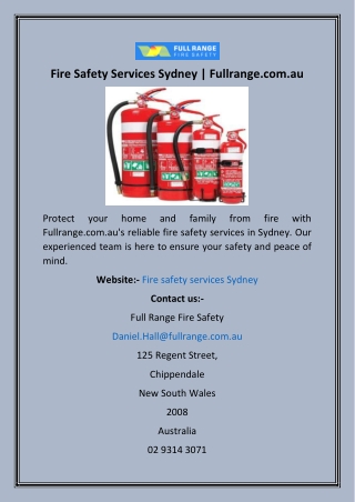 Fire Safety Services Sydney  Fullrange.com