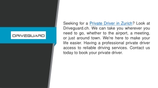 Private Driver in Zurich  Driveguard.ch