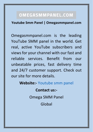 Youtube Smm Panel  Omegasmmpanel.comf