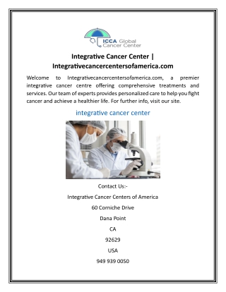 Integrative Cancer Center Integrativecancercentersofamerica.com