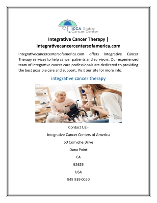 Integrative Cancer Therapy  Integrativecancercentersofamerica.com