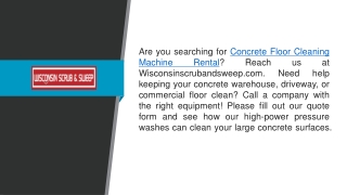 Concrete Floor Cleaning Machine Rental  Wisconsinscrubandsweep.com