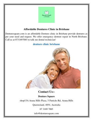 Affordable Dentures Clinic in Brisbane