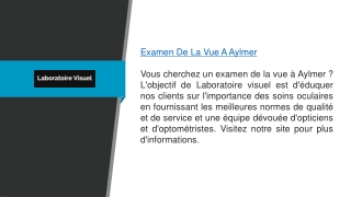 Examen de la vue à Aylmer Laboratoirevisuel.ca