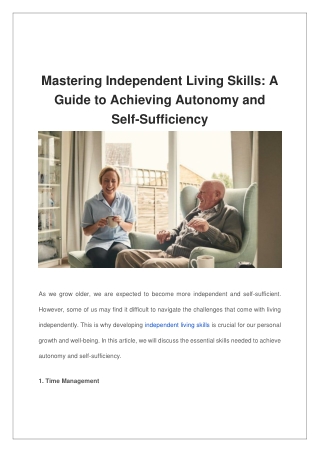 Mastering Independent Living Skills A Guide to Achieving Autonomy and Self-Sufficiency